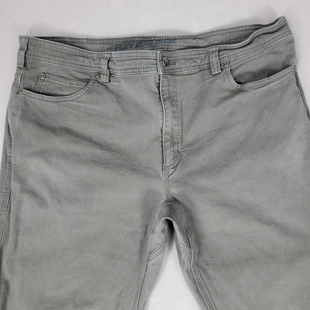 Duluth Trading Mens Pants‎ 40x30 Gray Green Flex Fire Hose Slim Fit Work Canvas